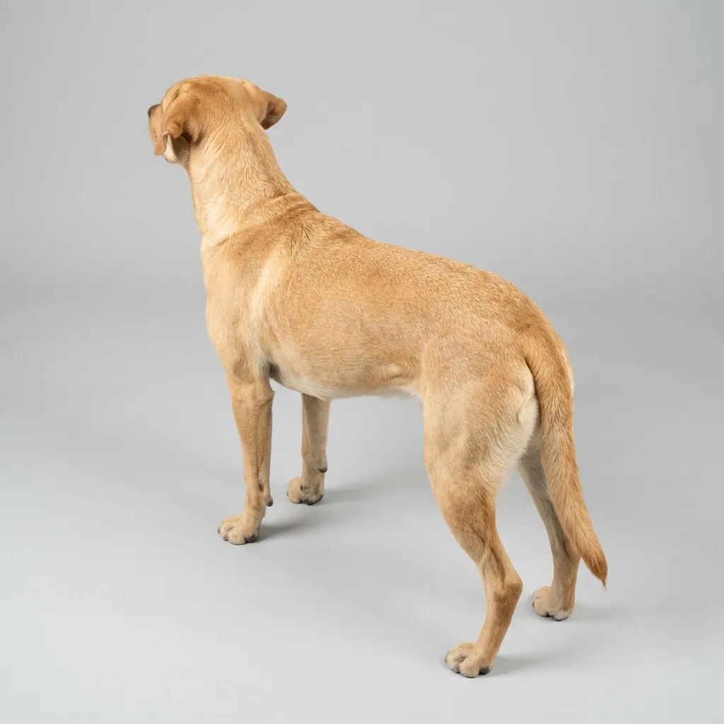Derselbe Hund von schräg hinten